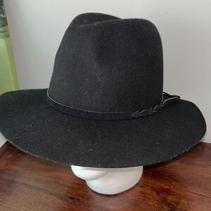 Black Vintage Tall Stack 100% Wool Western Wide Brim Cowboy Rockabilly Hat OSFA